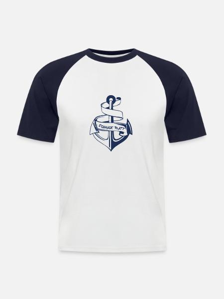 Shirts Schnack Platt Anker - Männer Baseball-T-Shirt - Weiß/Navy