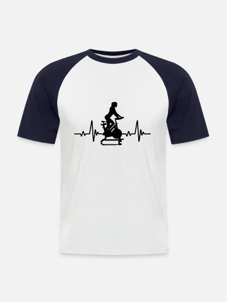 Herzfrequenz Indoor Cycling - Männer Baseball-T-Shirt - Weiß/Navy
