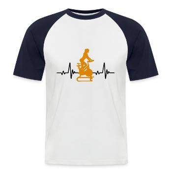 Herzfrequenz Indoor Cycling - Männer Baseball-T-Shirt - Weiß/Navy - Vorne - Nik (191cm)