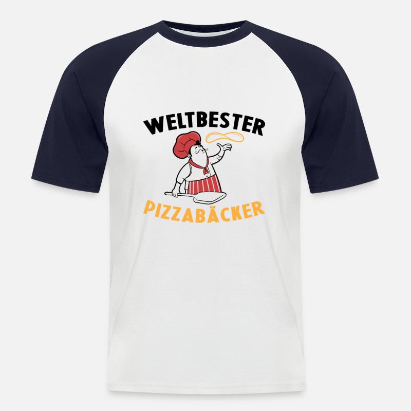 Weltbester Pizzabäcker Pizza Geschenkidee Kochen - Männer Baseball-T-Shirt - Weiß/Navy