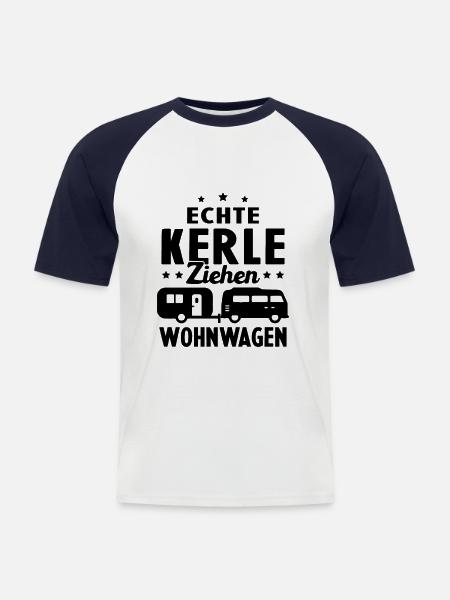 echte kerle ziehen wohnwagen - Männer Baseball-T-Shirt - Weiß/Navy