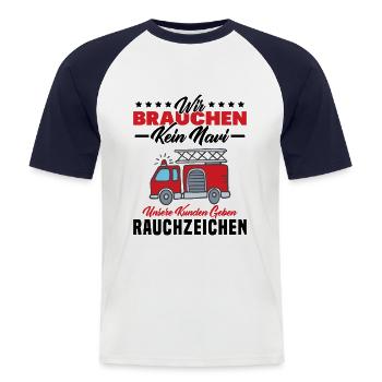 Feuerwehr Feuerwehrmann - Männer Baseball-T-Shirt - Weiß/Navy - Vorne - Nik (191cm)