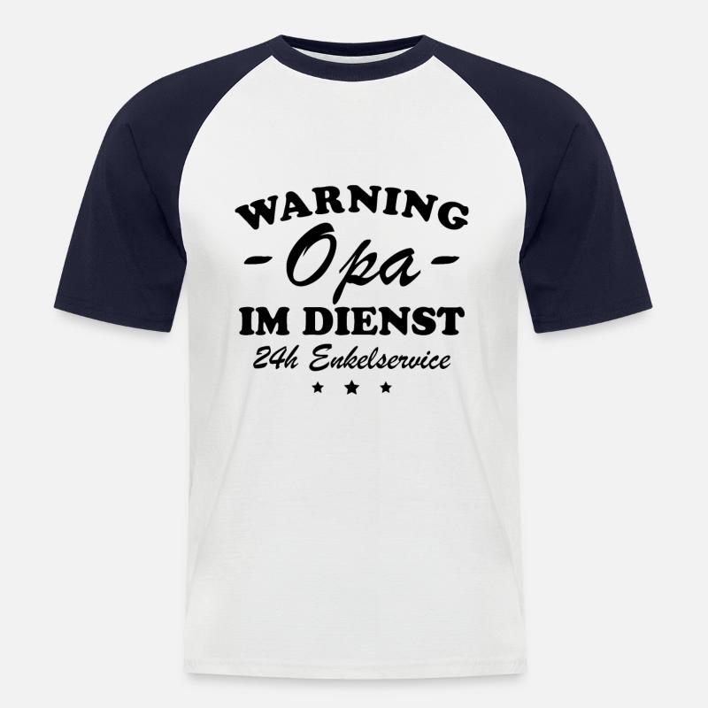 Opa im Dienst Geschenkidee - Männer Baseball-T-Shirt - Weiß/Navy