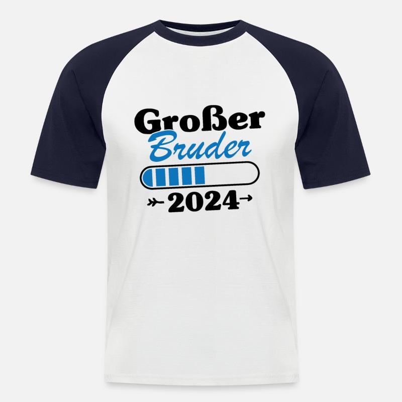 Großer Bruder Loading 2024 - Männer Baseball-T-Shirt - Weiß/Navy