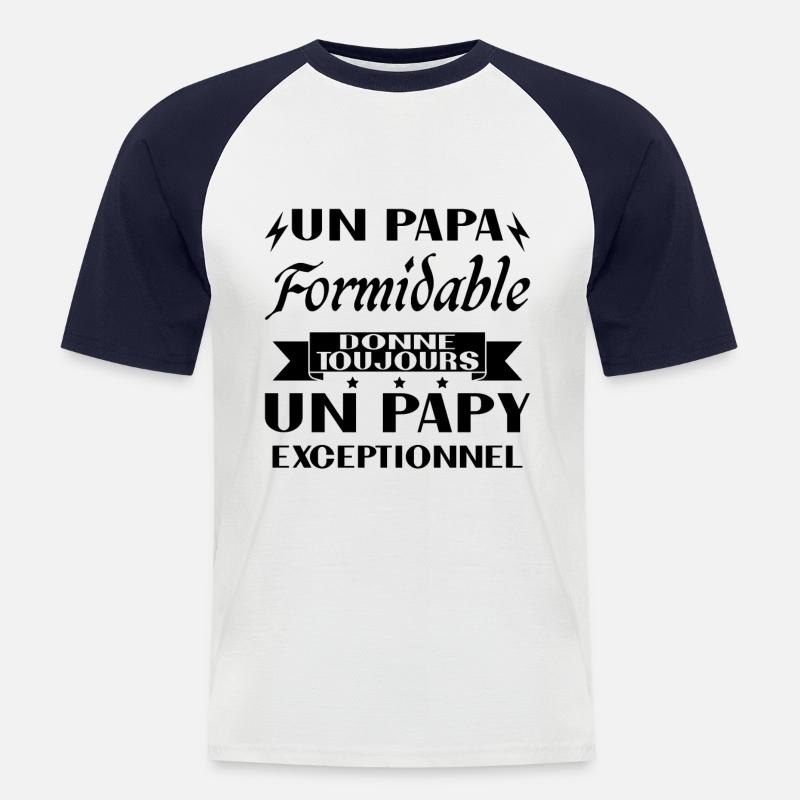 Papa Formidable Donne Toujours Papy Exceptionnel - T-shirt baseball manches courtes Homme - blanc/marine