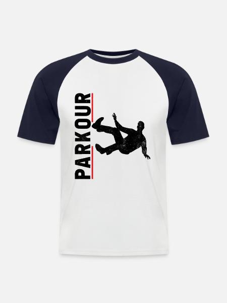 Parkour Free Runner Course libre - T-shirt baseball manches courtes Homme - blanc/marine