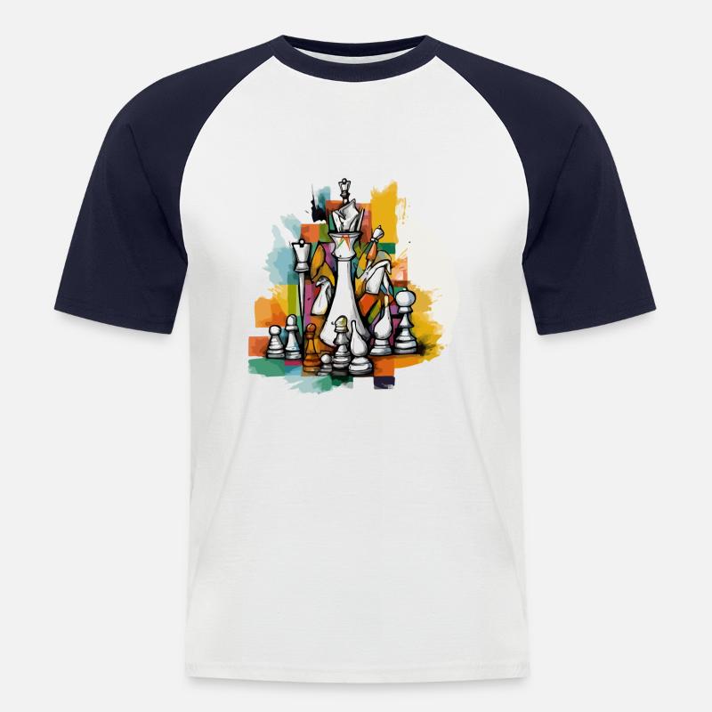 Composition échiquéenne - T-shirt baseball manches courtes Homme - blanc/marine