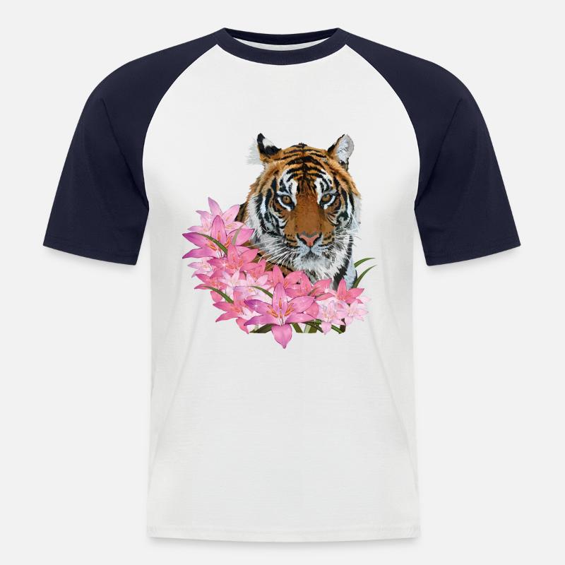 bengalischer Tiger - Männer Baseball-T-Shirt - Weiß/Navy
