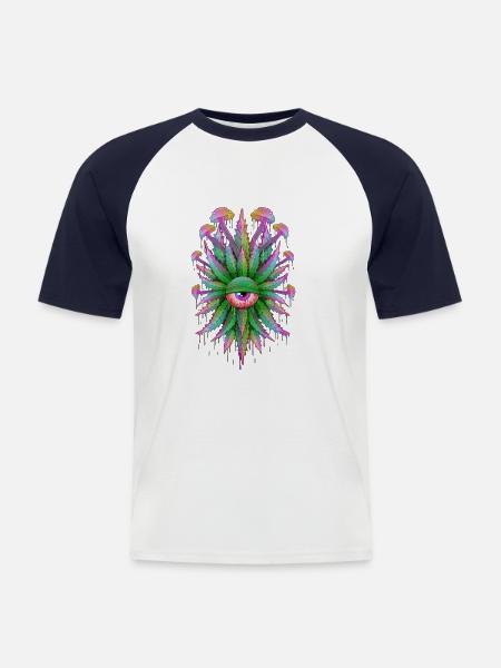 Mushroom Eyes Grass - Men's Baseball T-Shirt - white/navy