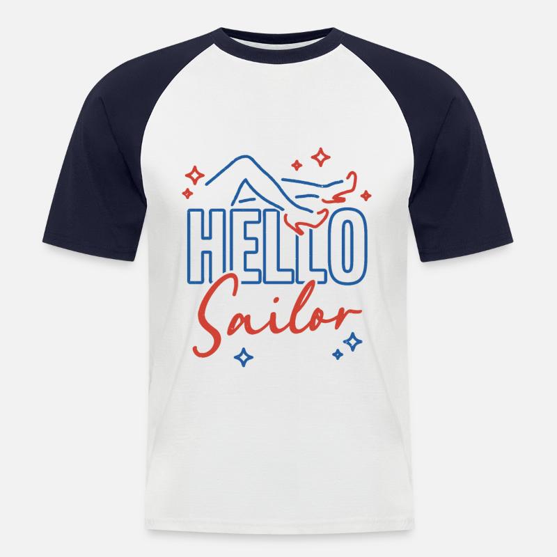Hallo Seemann - Männer Baseball-T-Shirt - Weiß/Navy