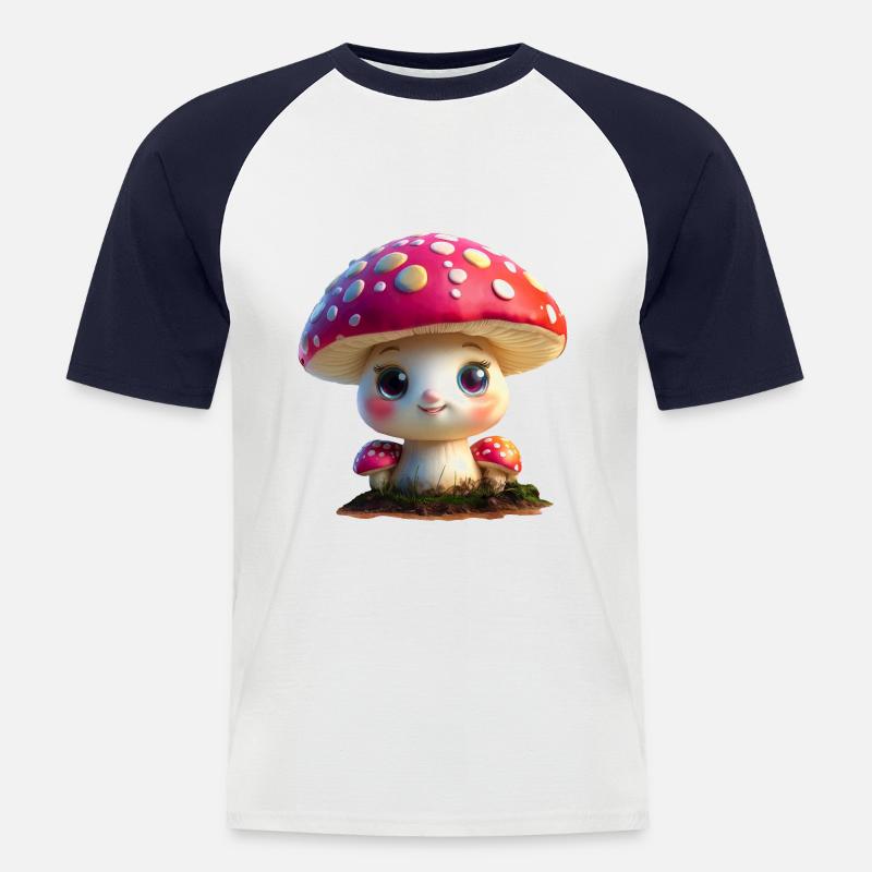 cute toadstool - Men's Baseball T-Shirt - white/navy