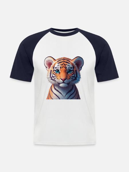 Bengal tiger baby - Men's Baseball T-Shirt - white/navy