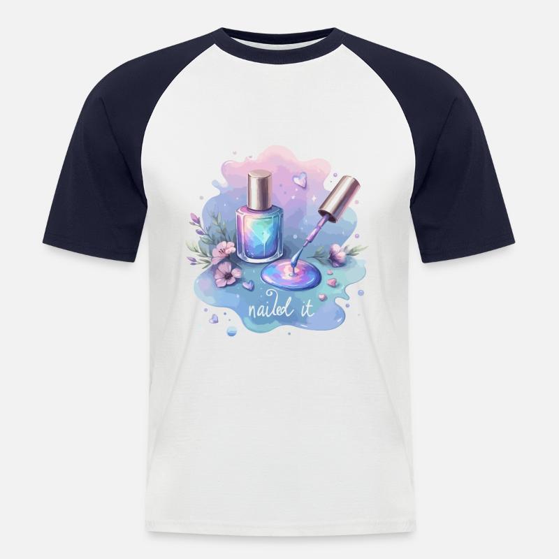 Nailed it Nagellack Nagelstudio - Männer Baseball-T-Shirt - Weiß/Navy