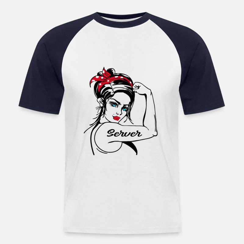 Server Rosie The Riveter - Männer Baseball-T-Shirt - Weiß/Navy