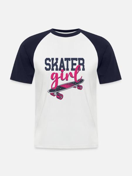 Skateboard Vintage Skater Girl - Men's Baseball T-Shirt - white/navy