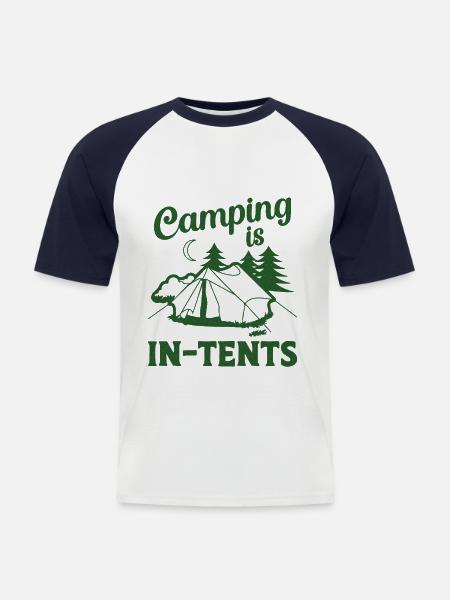 Camping Is In-tents Tent - Men's Baseball T-Shirt - white/navy