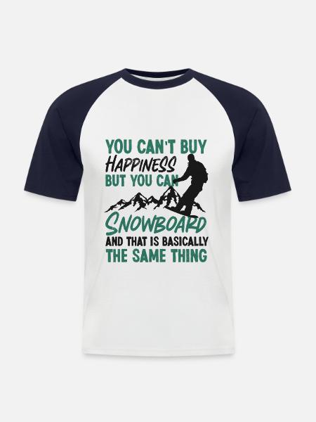 Snowboarding Snowboard You Can'T - Men's Baseball T-Shirt - white/navy