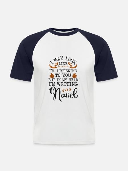 Writing Novel Writer & Published - Men's Baseball T-Shirt - white/navy