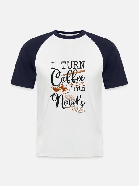 Writing Coffee Novel Writer & - Männer Baseball-T-Shirt - Weiß/Navy