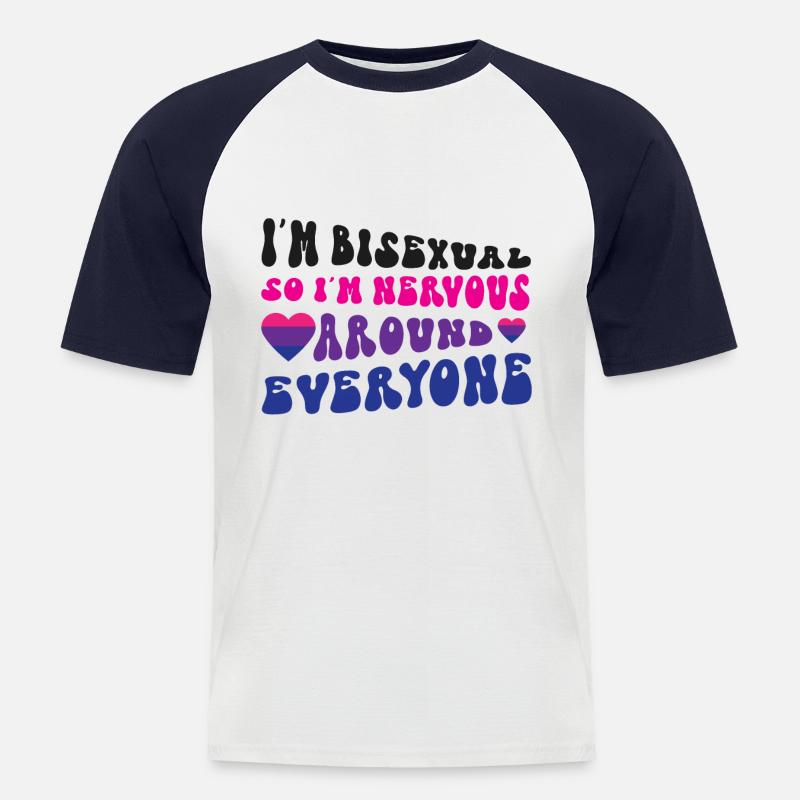 Bisexual Bi Pride Flag I'M - Männer Baseball-T-Shirt - Weiß/Navy