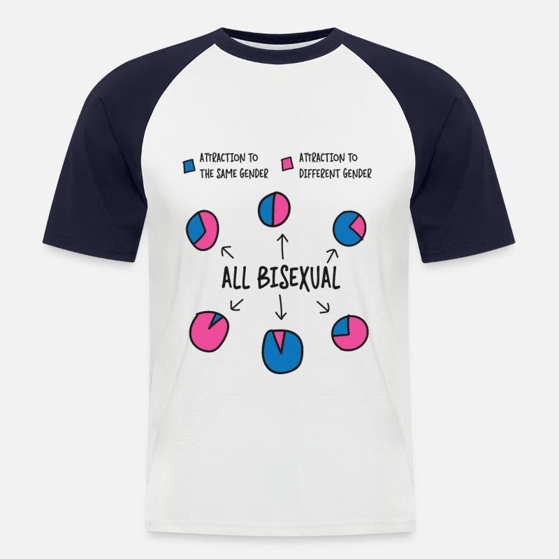 Bisexual Bi Pride Flag Pie Chart - Men's Baseball T-Shirt - white/navy