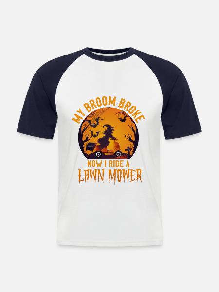 Lawn Mower Mowing Dad Father - Men's Baseball T-Shirt - white/navy