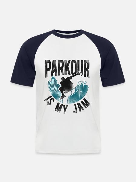 Parkour Free Running Traceur - Men's Baseball T-Shirt - white/navy