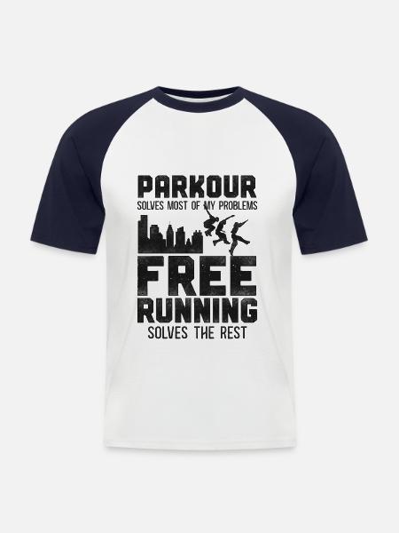 Parkour Free Running Traceur - Männer Baseball-T-Shirt - Weiß/Navy
