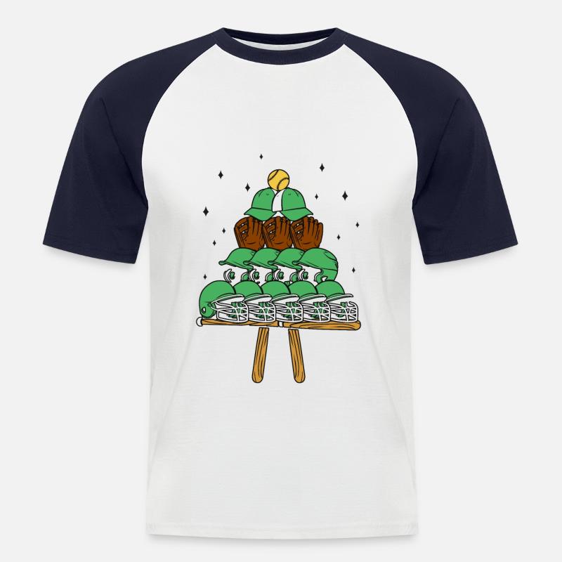 Baseball Fan Christmas Tree - Männer Baseball-T-Shirt - Weiß/Navy