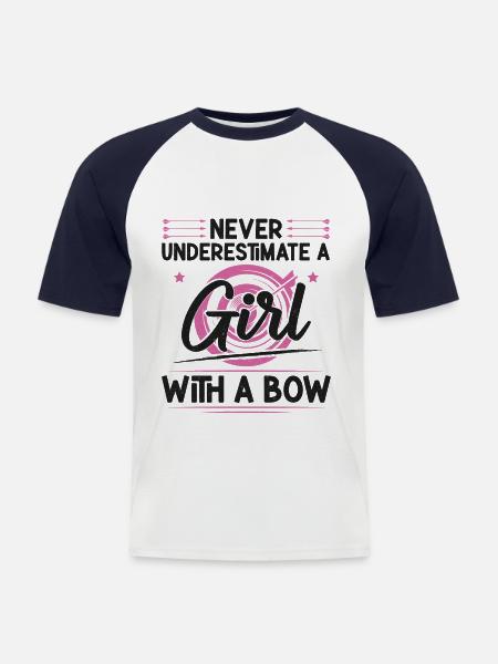 Archery Bow Archer Girl Never - Men's Baseball T-Shirt - white/navy
