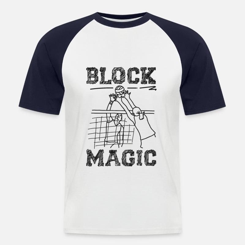 Volleyball Player Team Block Magic - Männer Baseball-T-Shirt - Weiß/Navy