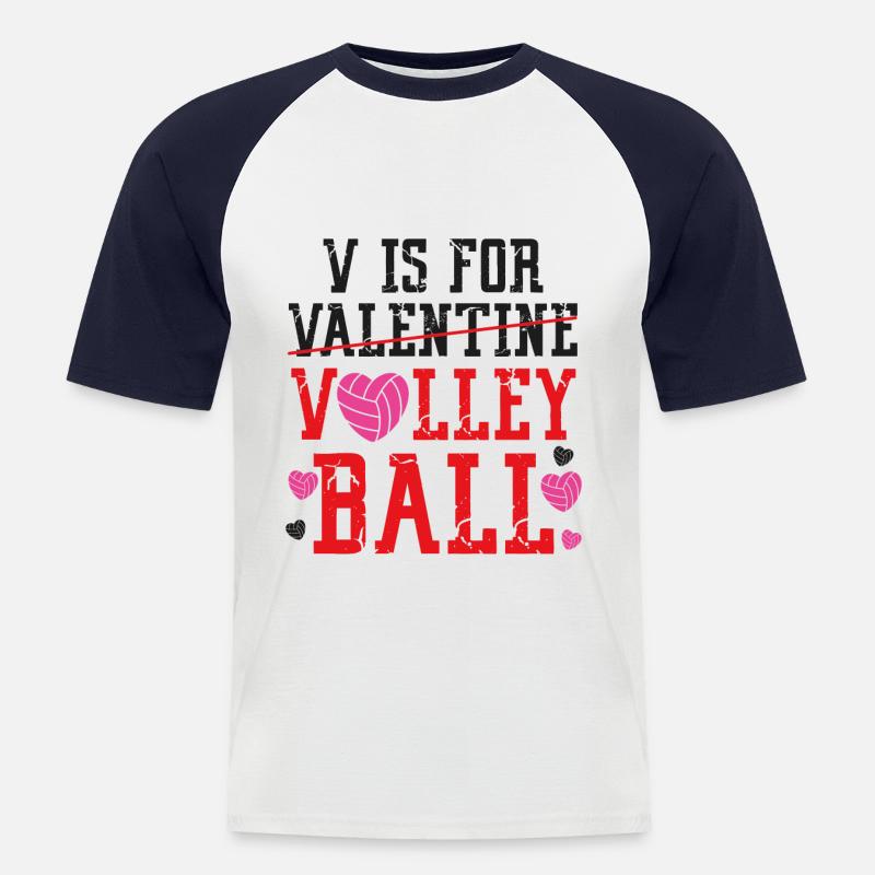 Volleyball Player Team Valentines - Männer Baseball-T-Shirt - Weiß/Navy