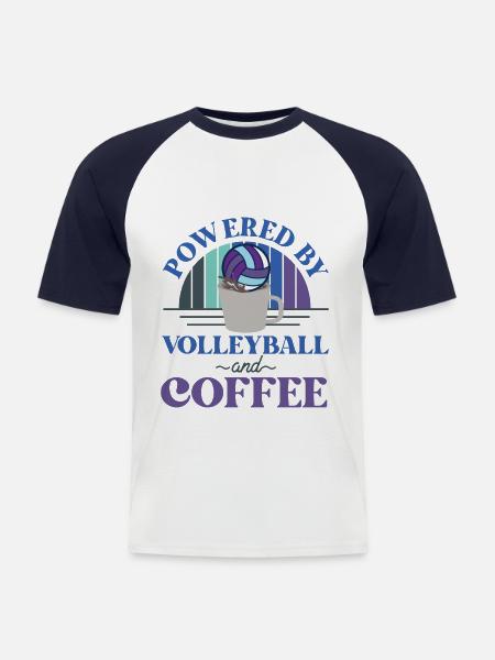 Volleyball Player Team Coffee - Men's Baseball T-Shirt - white/navy
