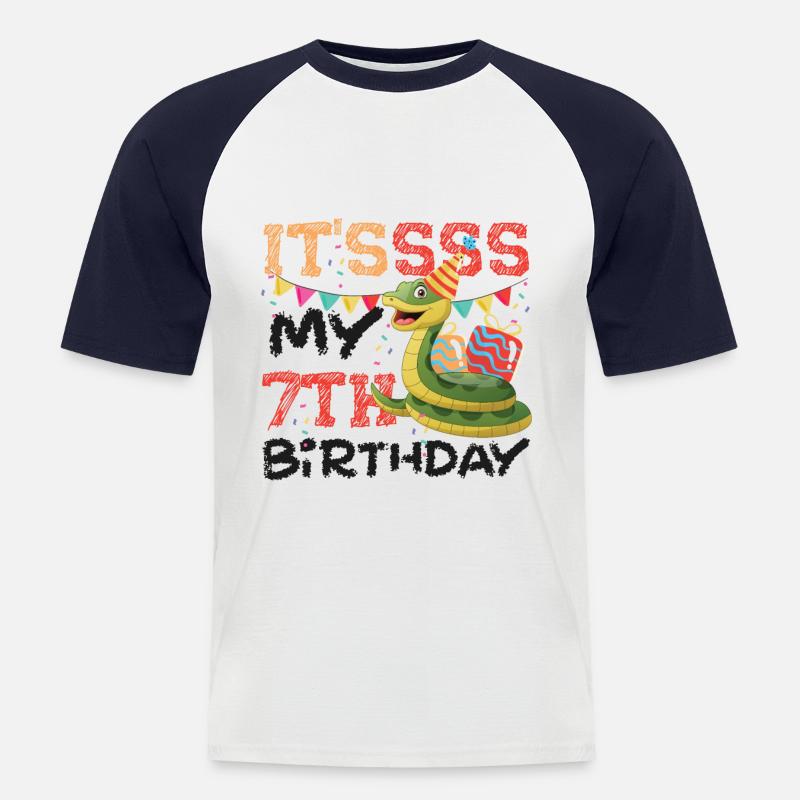 Snake Serpent It'ssss My 7th - Männer Baseball-T-Shirt - Weiß/Navy