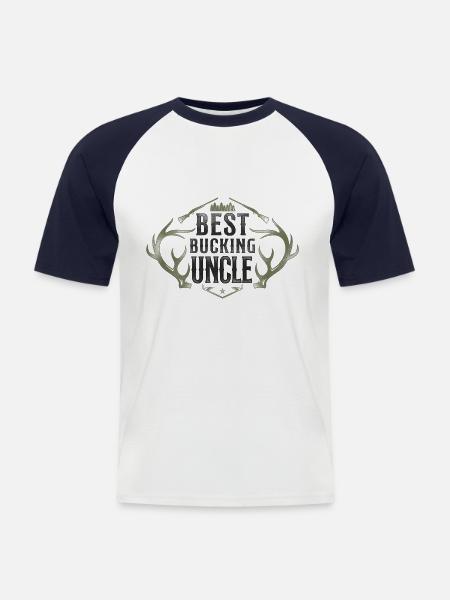 Buck Deer Hunting Hunter Uncle - Men's Baseball T-Shirt - white/navy