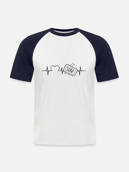Soap Making Crafting Heartbeat - Männer Baseball-T-Shirt - Weiß/Navy