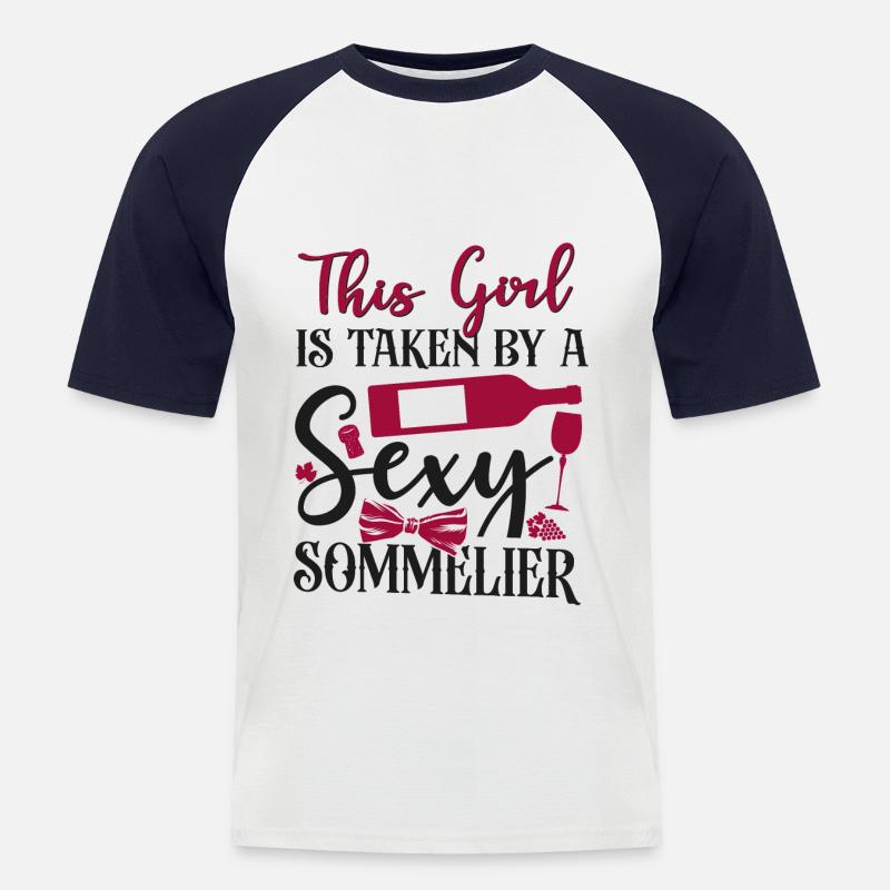 Sommelier Wine Drinking Tasting - Männer Baseball-T-Shirt - Weiß/Navy