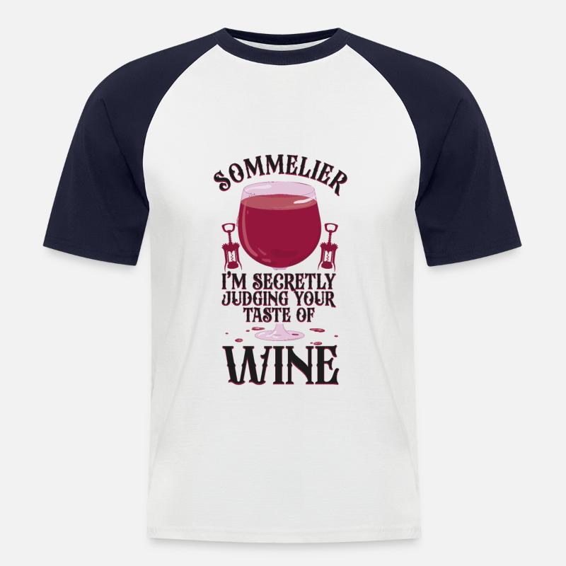 Sommelier Wine Drinking Tasting - Männer Baseball-T-Shirt - Weiß/Navy