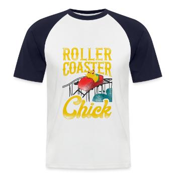 Roller Coaster Girl Chicken - Men's Baseball T-Shirt - white/navy - Front - Nik (191cm)