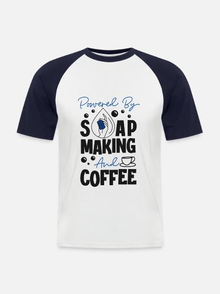 Soap Making Crafting Powered By - Men's Baseball T-Shirt - white/navy