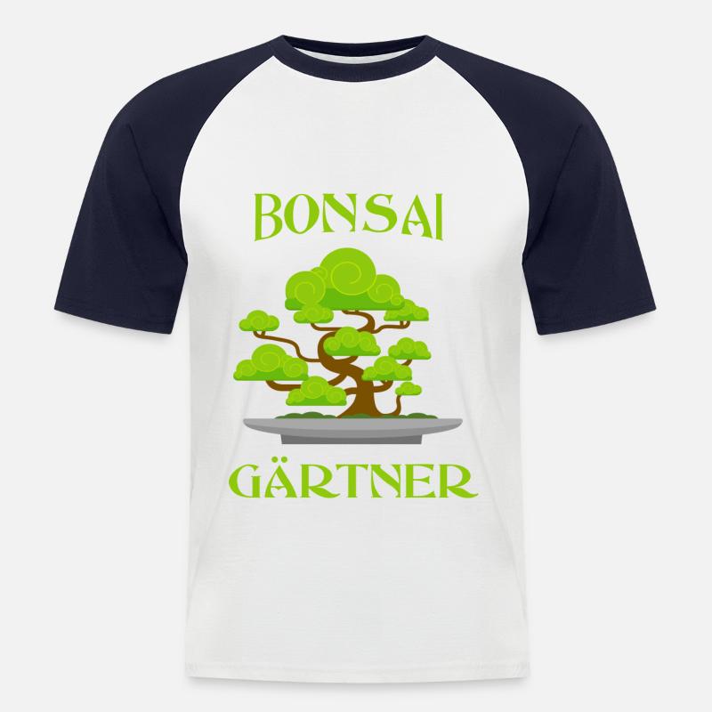 Bonsai - Männer Baseball-T-Shirt - Weiß/Navy