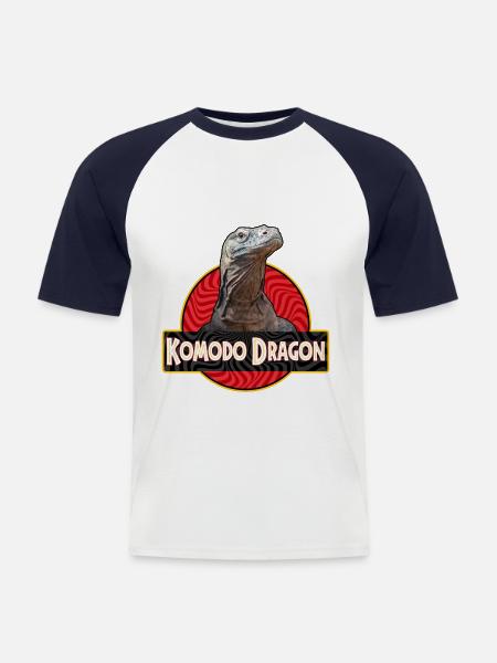 Komodowaran Komododrache Bindenwaran - Männer Baseball-T-Shirt - Weiß/Navy