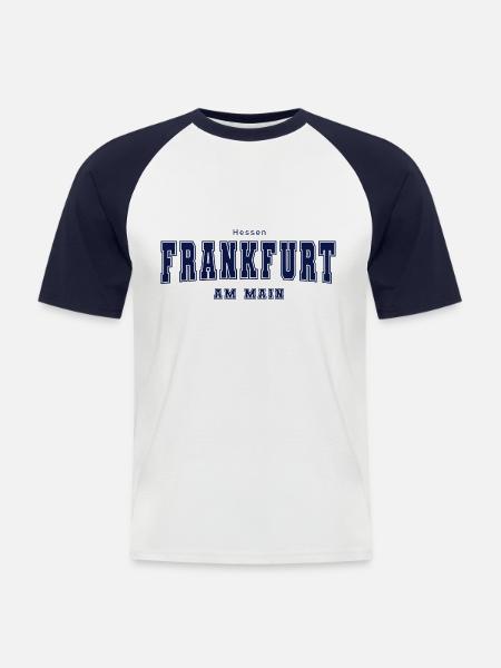 Frankfurt am Main - Männer Baseball-T-Shirt - Weiß/Navy