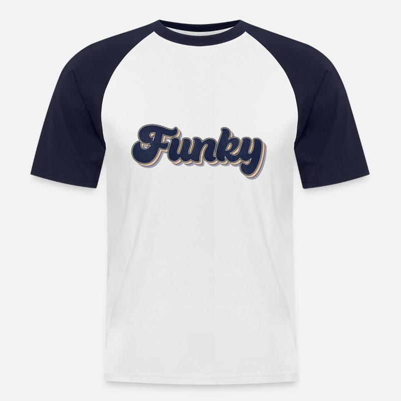 Funky Retro - Männer Baseball-T-Shirt - Weiß/Navy