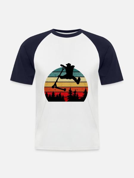 Escooter Scooter Stunt - Männer Baseball-T-Shirt - Weiß/Navy