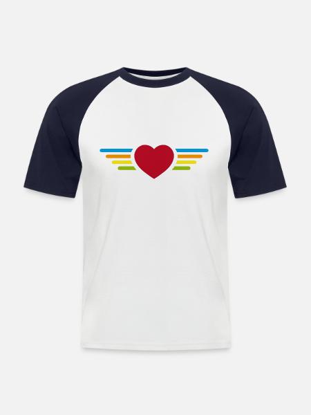 Wings Heart - Men's Baseball T-Shirt - white/navy