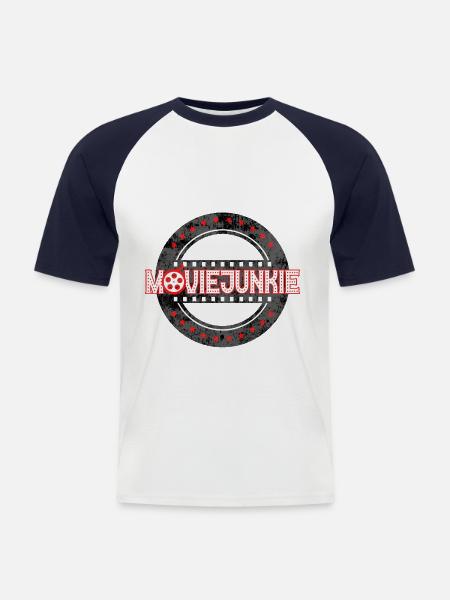 Film Junkie - Kortærmet herre-baseballshirt - hvid/marineblå