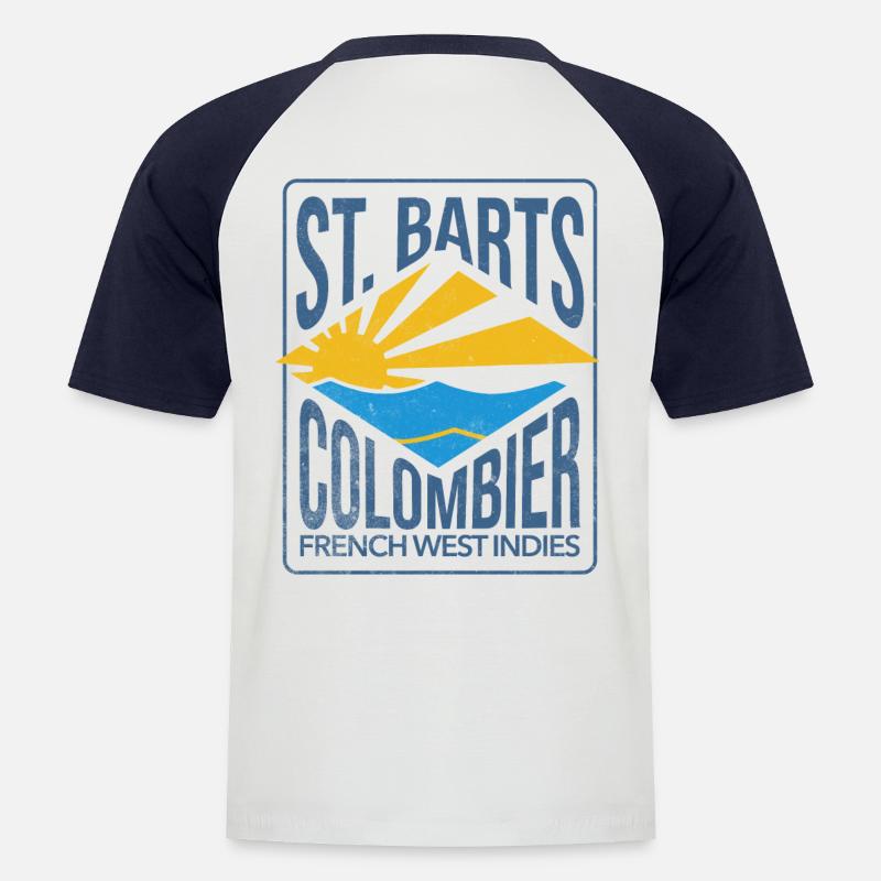 St. Barts Colombier - Männer Baseball-T-Shirt - Weiß/Navy
