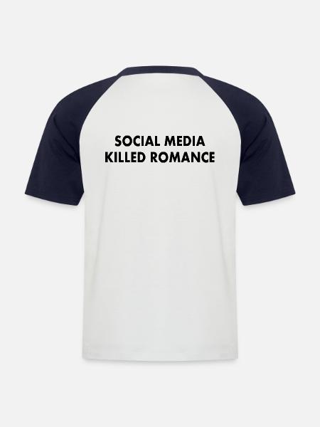 social media killed romance - Men's Baseball T-Shirt - white/navy