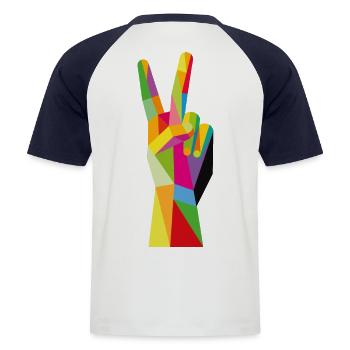 Victory - Männer Baseball-T-Shirt - Weiß/Navy - Hinten - Nik (191cm)